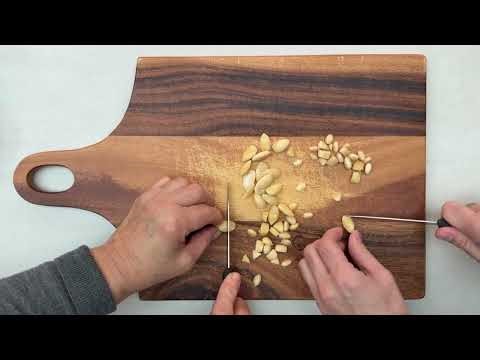 Making koliva: How to chop the blanched almonds