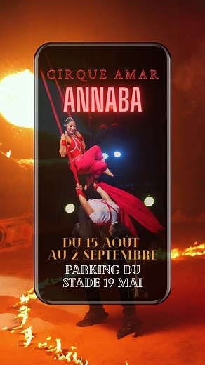 4.2K views · 138 reactions | ANNABA 拾Le grand cirque Amar est arrivé et vous ne pouvez pas manquer notre spectacle. . Du 15 août au 2 septembre PARKING DU STADE 19 MAI . 2 SPECTACLE TOUS LES JOURS. 1er spectacle a 19h00 2ème spectacle a 21h00 . #annaba #cirqueamaralgerie #cirquevintage #cirquetraditionnel #cirqueamar #circus #algerienne | Cirque Amar Algeria | Facebook
