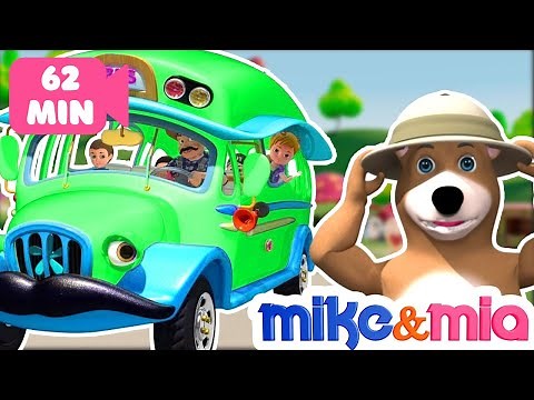 Wheels on the Bus | Green Bus Song | Nursery Rhymes Playlist for Children | Kids Songs by Mike & Mia
