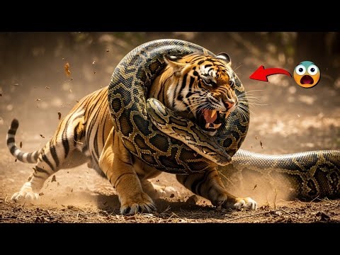 Heroic Team Saves Poor Tiger from Ferocious Giant Snake Ambush