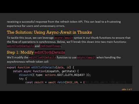 How to Make Redux Thunk Calls Synchronous for Token Refreshing in React