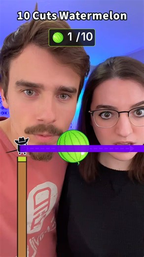 Hit the watermelon 10 times to win! #challenge #game #couple