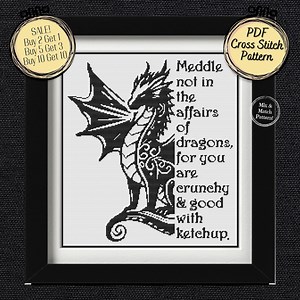 Dragon Cross Stitch Pattern – Funny Quote, Mix & Match (printable and Pattern Keeper PDF Files) - Etsy