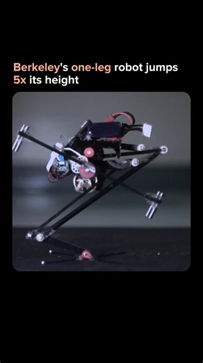 Luminica | AI & Tech Demos on Instagram: "🤖 This tiny robot only has ONE leg and jumps 5x its height. Meet Salto from UC Berkeley. It weighs just 100 grams but can leap over a meter high. The secret? A spring-loaded leg inspired by the bushbaby, nature’s best jumper. While most robots need four legs and hydraulics, Salto proves you can do more with less. It even does parkour-style wall jumps. Berkeley researchers copied how bushbabies store energy in their tendons. The result is a robot that sp