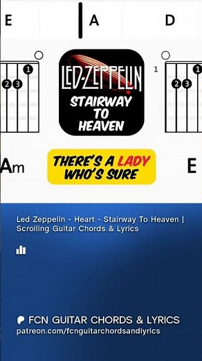 Led Zeppelin | Heart - Stairway To Heaven | Scrolling Guitar Chords & Lyrics #80s #chordsandlyrics