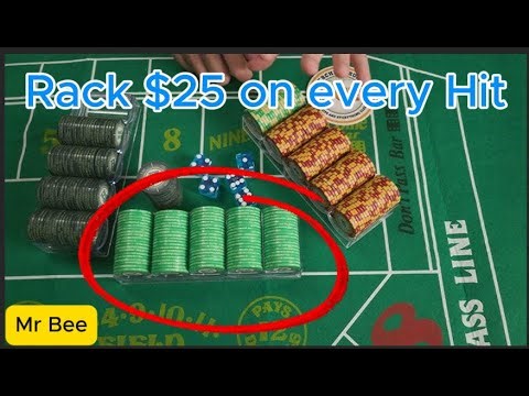 Craps Strategy - Collect a Green $25 Chip on Every Hit. Start with $110 inside, press out to 4 & 10