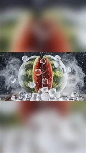 ASMR Frozen WATERMELON Slicing 🍉🧊 Ultimate Ice Crack & Crunch (No Talking) #asmr #shorts