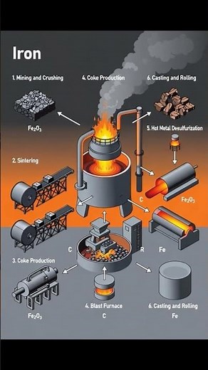 How Iron Is Made in 12 Seconds! 🔥 Blast Furnace Magic