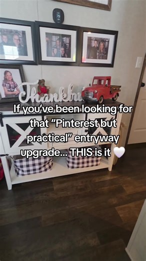 This 46” Farmhouse Entryway Table with Sliding Barn Doors is the perfect blend of rustic charm and modern functionality. Designed with a warm brown wood top and vintage white base, this farmhouse console table instantly elevates your entryway, hallway, living room, or even behind-the-sofa styling. The sliding barn doors give you that trendy modern farmhouse aesthetic while keeping clutter hidden. The center drawer is perfect for keys, mail, remotes, or everyday essentials. And the open bottom sh