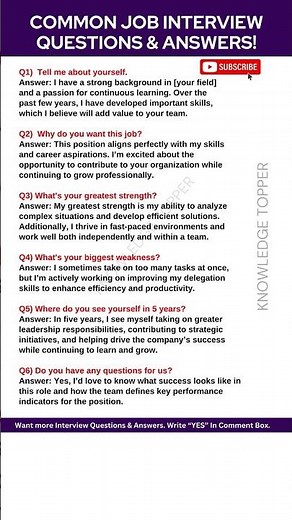 6 Most Common Job Interview Questions and Answers