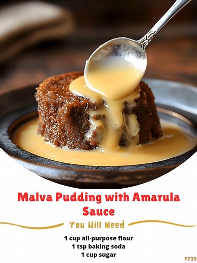 Malva 🙉 Pudding with Amarula Sauce Indulge in the ultimate South African dessert with this decadent Malva Pudding smothered in a rich and creamy Amarula sauce! Ingredients: - 1 cup all-purpose flour - 1 tsp baking soda - 1 cup sugar - 1 egg - 1 tbsp smooth apricot jam - 1 tbsp vinegar - 1 cup milk ..... Full Recipe in Coʍmеոτ 💬 🙆 | Homemade Flavors
