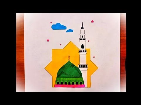 How to Draw Masjid e Nabwi | Beautiful Madina Mosque Drawing Tutorial