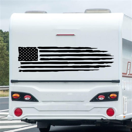 Distressed American Flag Waterproof Vinyl Sticker Decal Truck RV Camper Trailer - Etsy