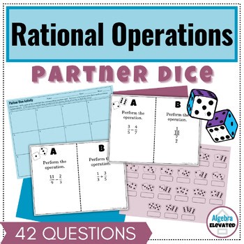 Rational Operations Partner Dice Task Card Activity 7th Grade