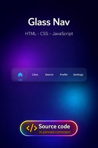 Glass Nav - Built with HTML, CSS & JavaScript | devsQUE Source code in pinned comment #coding #html #css #javascript #reels | devsQUE