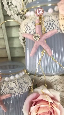 Pale Blue Beach Glass Lantern Pair, Shabby Cottage Coastal Decor, Flameless Candle Inclusion - Etsy