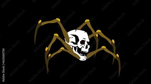 Animations skull with spider legs transparent for video editing assets