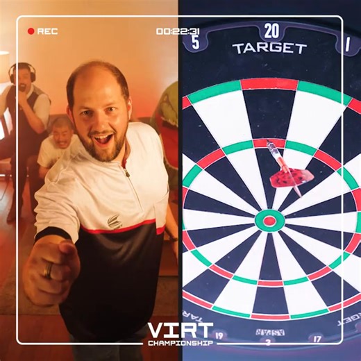 Playing online darts, on another level 🎥 A two-way camera, showing the board and the player brings a level of immersion only matched by playing in person. Have you played someone using the Virt yet? #TeamTarget | Target Darts