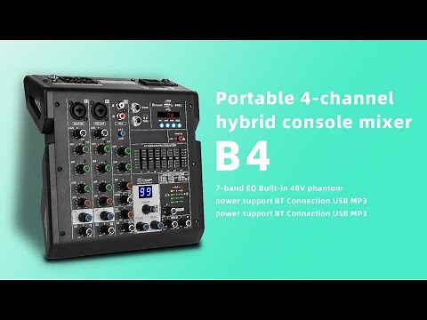 Bomaite B4 Portable 4-Channel Mixing Console Mixer 7-band EQ Built-in 48V Phantom Power Supports BT