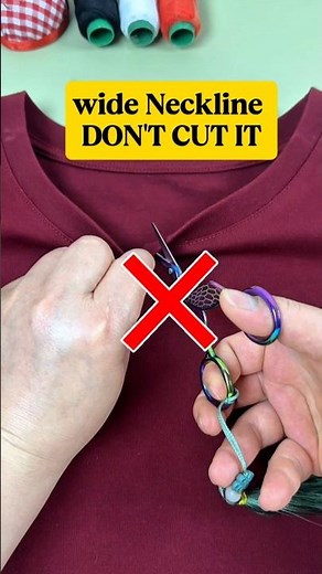 How to Reduce a Wide Neckline Without Cutting – Easy Sewing Hack! #shorts #sewing #tipsandtricks