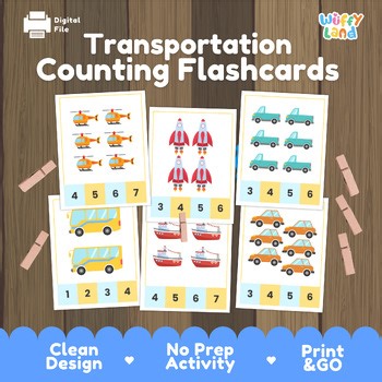 Transportation Math Counting Clip Cards 1-20 | Vehicle Number Flashcards