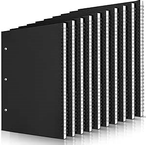 10 Pcs Lefty Spiral Notebook 8.5 x 11 in Wide Ruled One Subject Left Handed Notebook 50 Sheets Wire Bound Spiral Tear Line for Easy Removal for Office School Supplies, Black