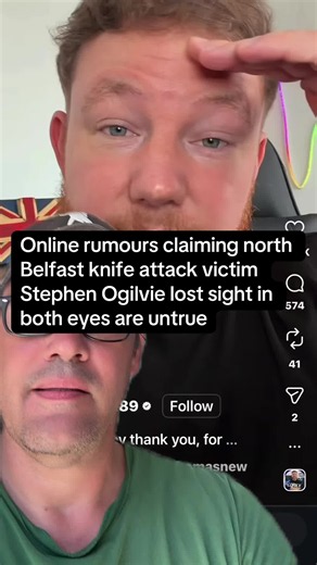 Online rumours claiming north Belfast knife attack victim Stephen Ogilvie lost sight in both eyes are untrue, a DUP MLA has said after meeting with the man’s parents this morning. Phillip Brett — the party’s MLA for north Belfast — has remained in contact with Mr Ogilvie’s family following the stabbing, which occurred last Monday night. He also met with them alongside party leader Gavin Robinson earlier in the week. The parents previously provided a statement to Mr Brett, which said the unrest w