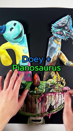 Art Journaling Doey the Doughman & Pianosaurus