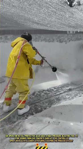 High-Pressure Blasting Process for Stripping Concrete Debris #dailywork #blasting