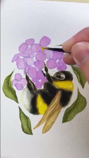 How to Paint a Bumble Bee with Flowers 🐝 Paint with Me 💗 Full tutorial in the description..
