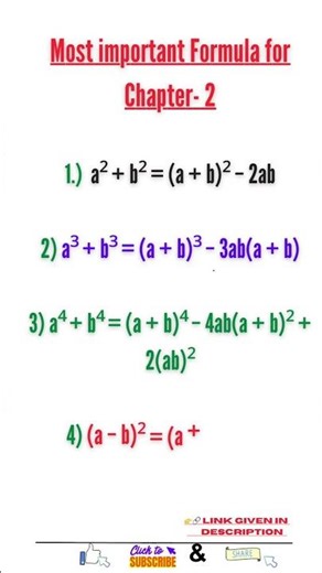 Polynomials Class 10 Important Formulas | Chapter 2 Maths #math #ncert #viral #yt #shorts