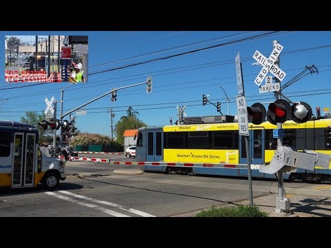 Royal Oaks Dr. Railroad Crossing - SacRT Pass Through Station Construction No Stop, Sacramento CA
