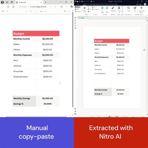 Manual data entry from PDFs? Not anymore. Say goodbye to copy-pasting and hello to smarter workflows. With Nitro’s AI-powered Table and Form Extract tools, you can automatically convert table and form data from PDFs into structured Excel files accurately and in seconds. Whether you’re analyzing financial reports, processing compliance documents, or onboarding customers, Nitro helps you work faster, reduce errors, and get to insights faster. Learn how Table and Form Extract work and why more team