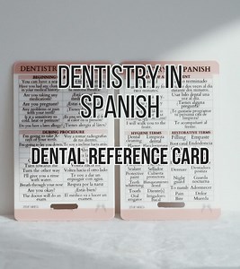Dentistry in Spanish Card: Quick Reference Badge Buddy for Hygienists & Assistants | Study Guide, Dental Student Gift - Etsy
