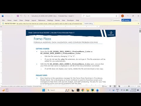 Shelly Cashman Excel 365/2021 | Module 9: End of Module Project 1 Forno Pizza