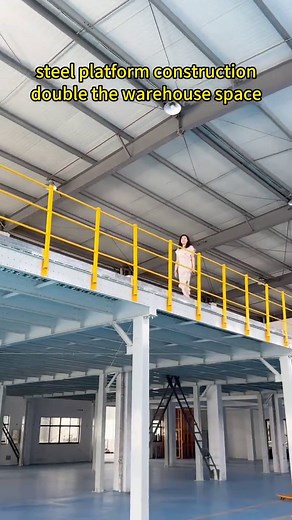 Steel platform construction,double the warehouse space easily #rack #shelf #steelframe #factory #warehouse
