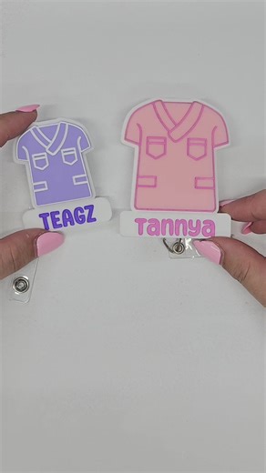 From oversized to just right!Compare an early name badge prototype I never released (it was HUGE!) vs the final version that actually made the cut. . . #namebadge #nametag #badgereel #scrubs #scrublife #nurse #nursing #healthcare #doctor #beforeandafter #pink #purple #customnamebadge