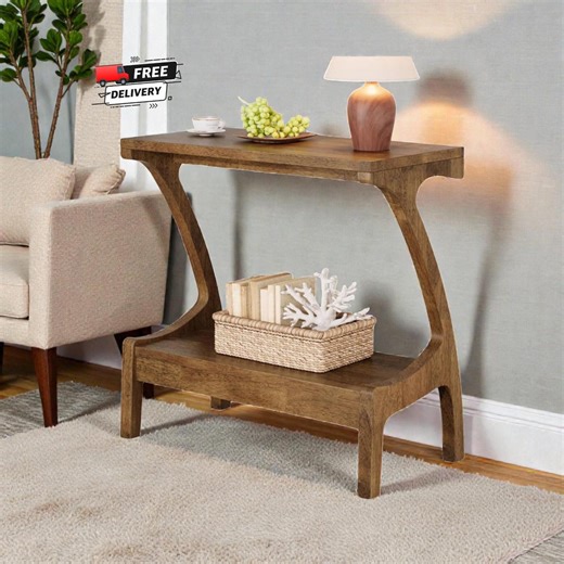 Solid Wood Narrow End Table With Storage Shelf, Slim Side Table for Small Spaces - Etsy