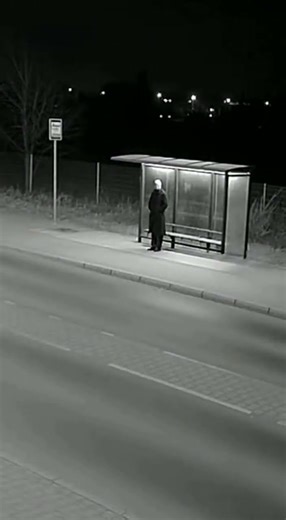 Lone Stranger Appears at Empty Bus Stop in the Dead of Night