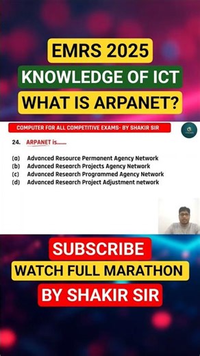WHAT IS ARPANET? | EMRS 2025 KNOWLEDGE OF ICT BY SHAKIR SIR #emrs2025 #exam #ict #shorts #kvs #nvs