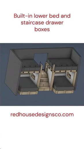 Quad Queen Bunk Bed with Stairs & Storage | Built-In #244