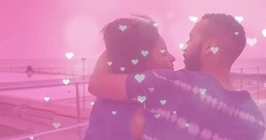 Pink Hearts Intensifying Causing Man Wrapping: стоковое видео (без лицензионных платежей), 3817390609 | Shutterstock