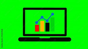 animated illustration of financial economic graph analysis via laptop