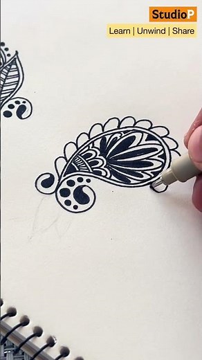 Easy drawing tutorial Quick floral paisley drawing idea Pattern art for doodles, scrapbook, journals