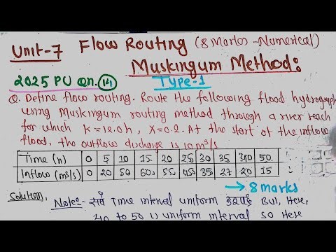 Unit-7; Muskingum Method | Type-1 | Flow Routing | Hydrology Purbanchal University PoU TU KU FWU
