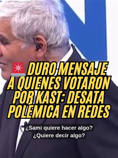 🚨 DURO MENSAJE A QUIENES VOTARON POR KAST: desata polémica en redes Desde la cuenta de Instagram @sammytarot.tv, se viralizó un video con un mensaje directo y sin filtro hacia personas que votaron por José Antonio Kast. 👉 En el registro, lanza duras críticas vinculando el alza del costo de la vida con decisiones electorales, utilizando un tono irónico y altamente confrontacional. 👁️ El mensaje hace referencia a temas como el precio de los combustibles, el costo de la vida y antiguas polémicas