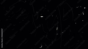 White scratches, scuffs and light damage on black screen. The effect of an old surface, retro film film. Animation for the nostalgic effect of stories, posts, clips, video blogs.