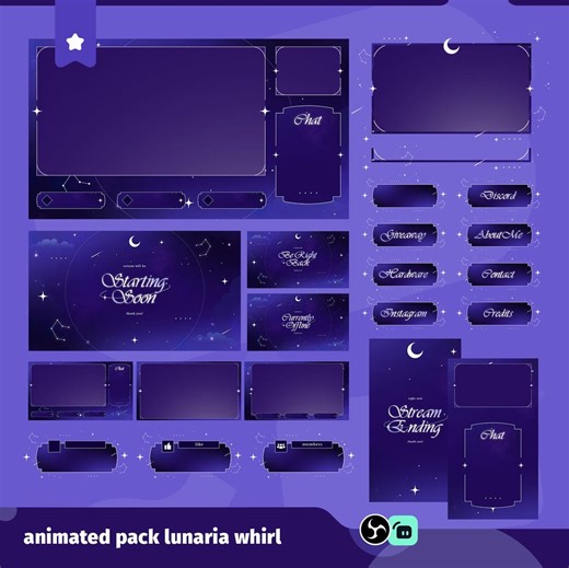 Animated Lunaria Whirl Stream Overlay: Deep Purple Celestial for Twitch and Obs/streamlabs - Etsy