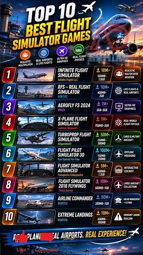 Top 10 BEST Flight Simulator Games for Android & iOS 2026 ✈️#flightsimulator #androidgames #shorts