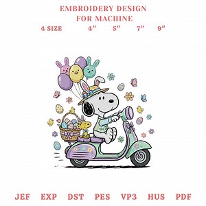 Snoopy Easter Embroidery Design, Peanuts Easter Egg Wheelbarrow Machine Embroidery File, Happy Easter Basket Embroidery - Etsy